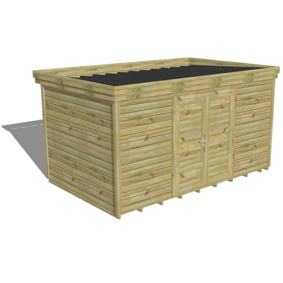 ABRI DE JARDIN bois autoclave 27mm - 4,34x2,64m / 11m2 - Bac acier - Plancher bois - Image 1