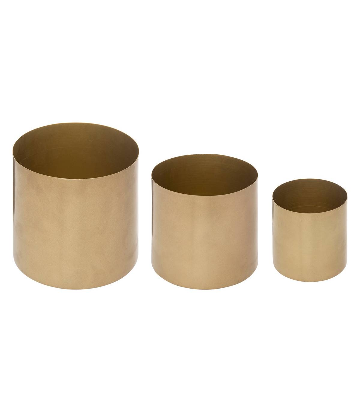 Lot de 3 Cache-pots en métal doré D 14 D 12 et D 10  cm - Imagen 1