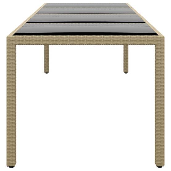 Table de Repas Extérieure 250x100 cm Beige en Résine Tressée et Plateau Verre, Idéale pour Grande Terrasse – ComfortXL Outdoor Living - Image 3