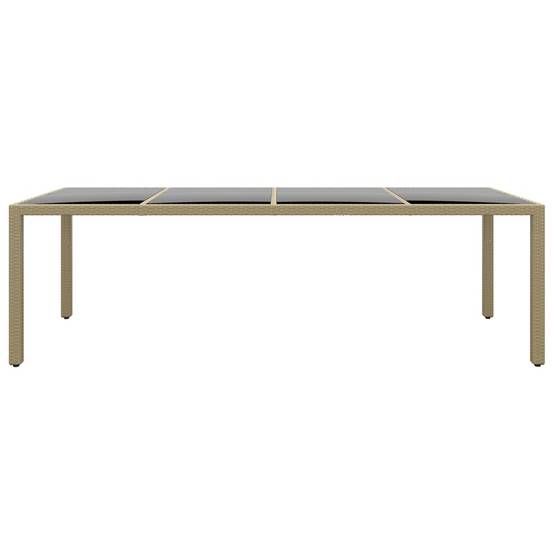 Table de Repas Extérieure 250x100 cm Beige en Résine Tressée et Plateau Verre, Idéale pour Grande Terrasse – ComfortXL Outdoor Living - Image 2