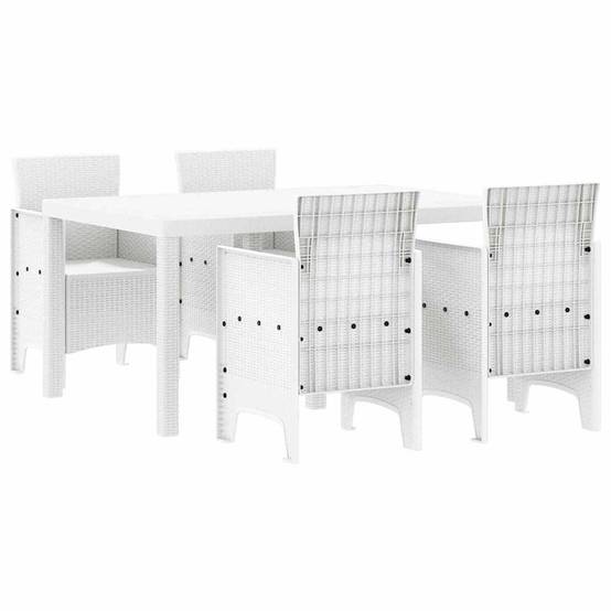 5 pcs Salon De Jardin - Mobilier D'extérieur Blanc Rattan Polt - Image 1