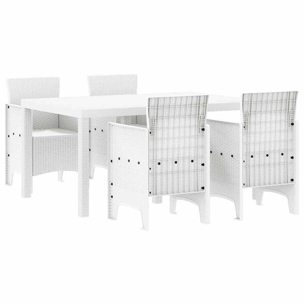 5 pcs Salon De Jardin - Mobilier D'extérieur Blanc Rattan Polt - Image 1