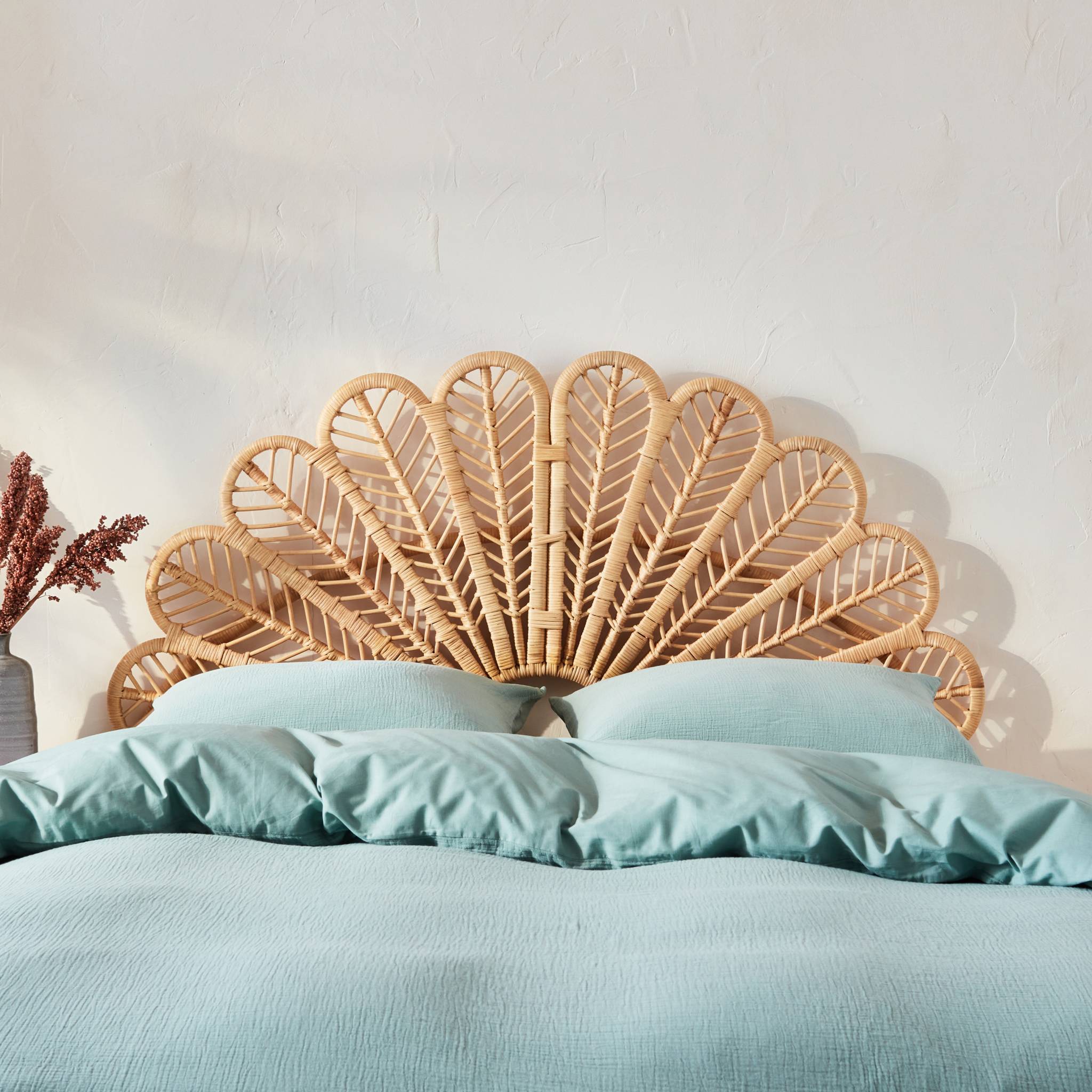 Tête de lit en rotin naturel  L 140 x P6 x H115cm | sweeek - Image 3