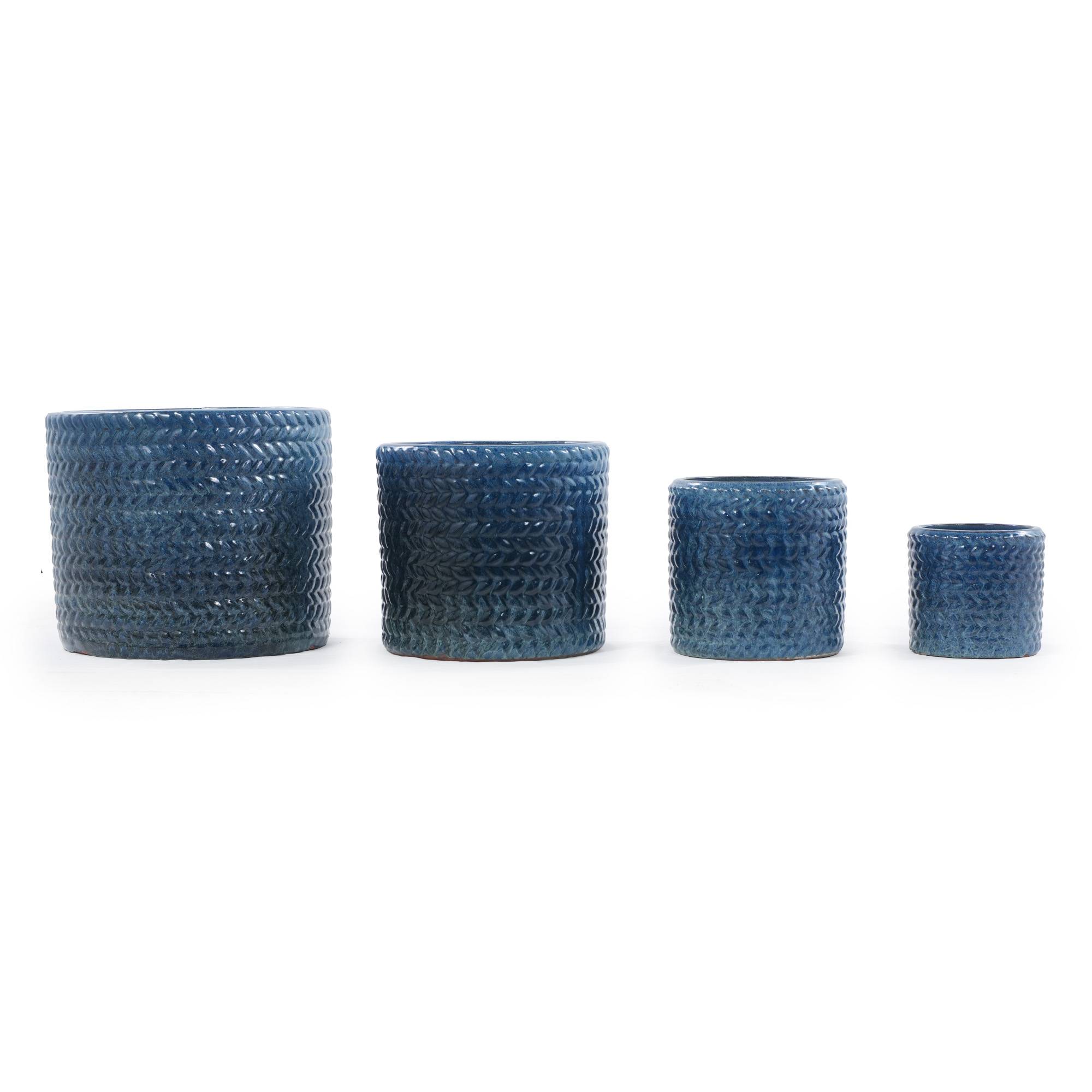 ComfortXL - Pot de fleurs en céramique Ø17,5 cm bleu foncé pour succulentes et bureau avec drainage - ComfortXL Outdoor Living - Image 8