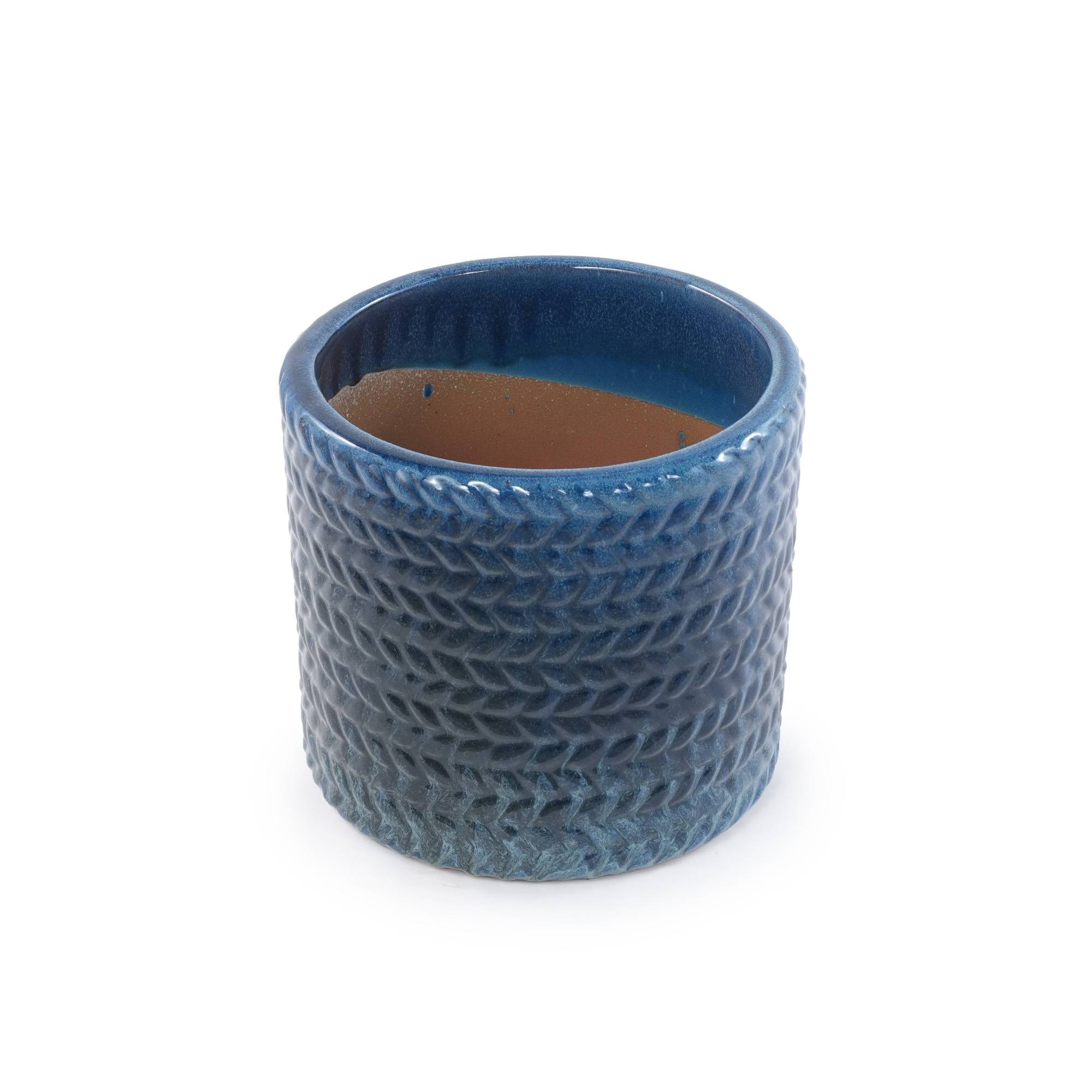ComfortXL - Pot de fleurs en céramique Ø17,5 cm bleu foncé pour succulentes et bureau avec drainage - ComfortXL Outdoor Living - Image 2