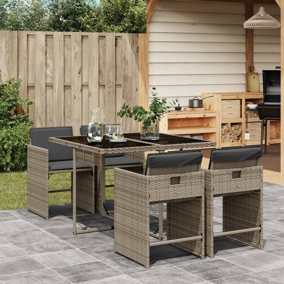 Vidaxl - Ensemble à manger de jardin 5 pcs coussins gris résine tressée vidaXL 3211076 - Image 1