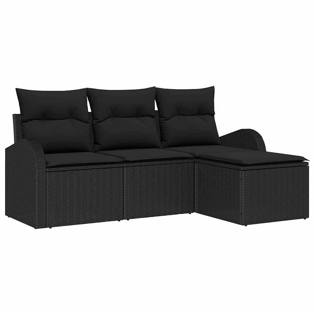 ComfortXL - Petit Salon de Jardin 4 Places Polyrotin Modulable avec Pouf pour Balcon Terrasse Noir – ComfortXL Outdoor Living - Image 2