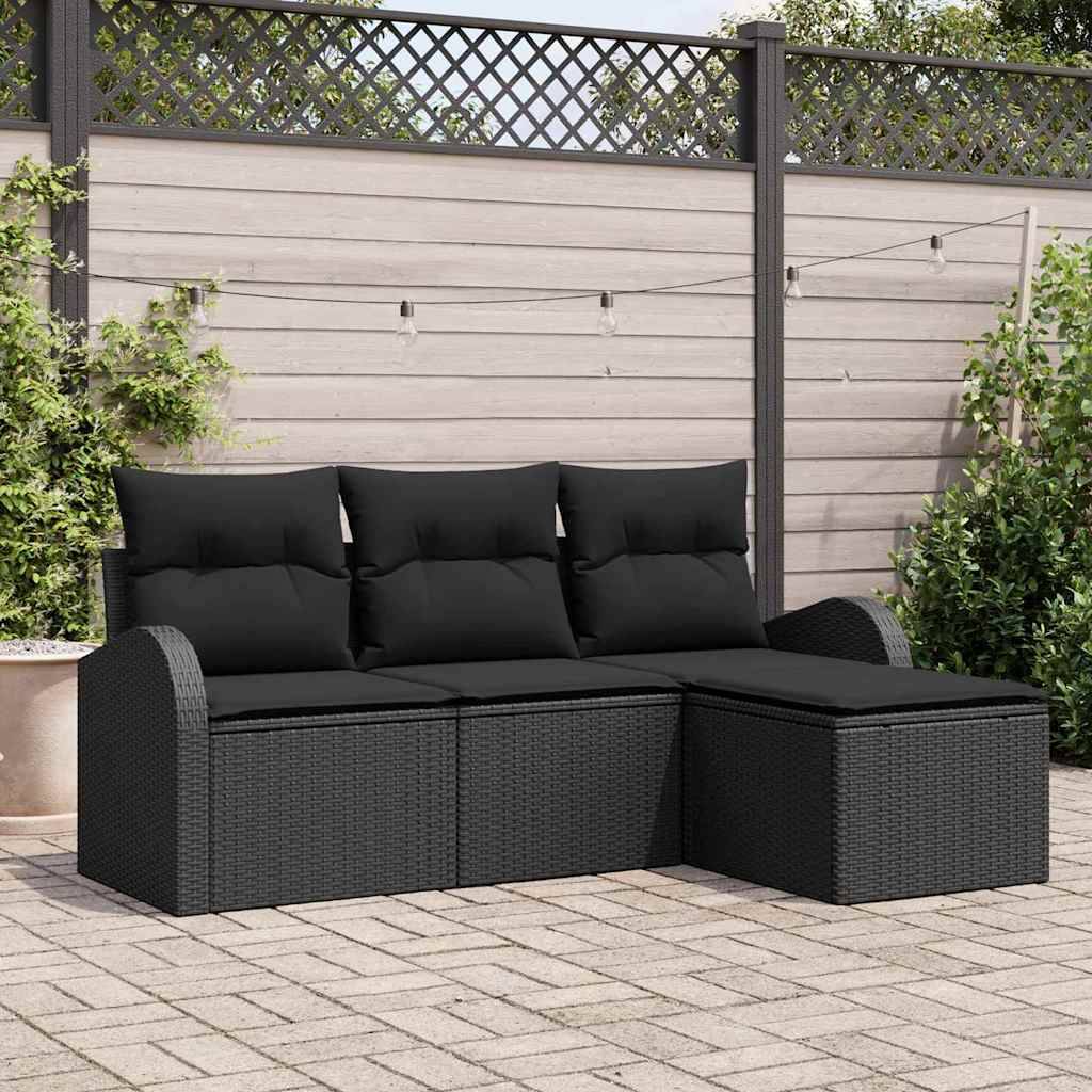 ComfortXL - Petit Salon de Jardin 4 Places Polyrotin Modulable avec Pouf pour Balcon Terrasse Noir – ComfortXL Outdoor Living - Image 1