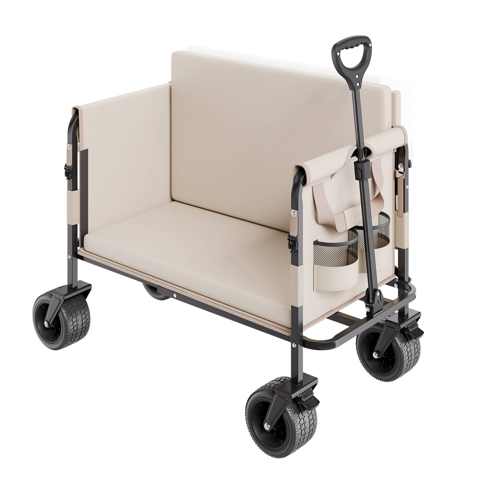 VEVOR Chariot jardin pliable 220L convertible banc, cap.249kg, poignée régl., extérieur/camping. - Image 1