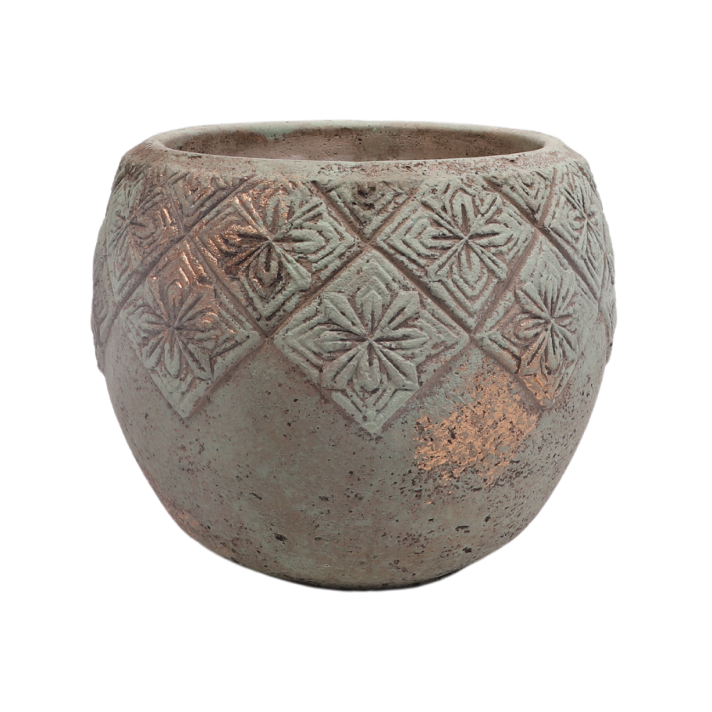° Cache-pot "Collerette" en béton vert de gris Ø.18 x 15 cm Chemin de campagne - Imagen 1