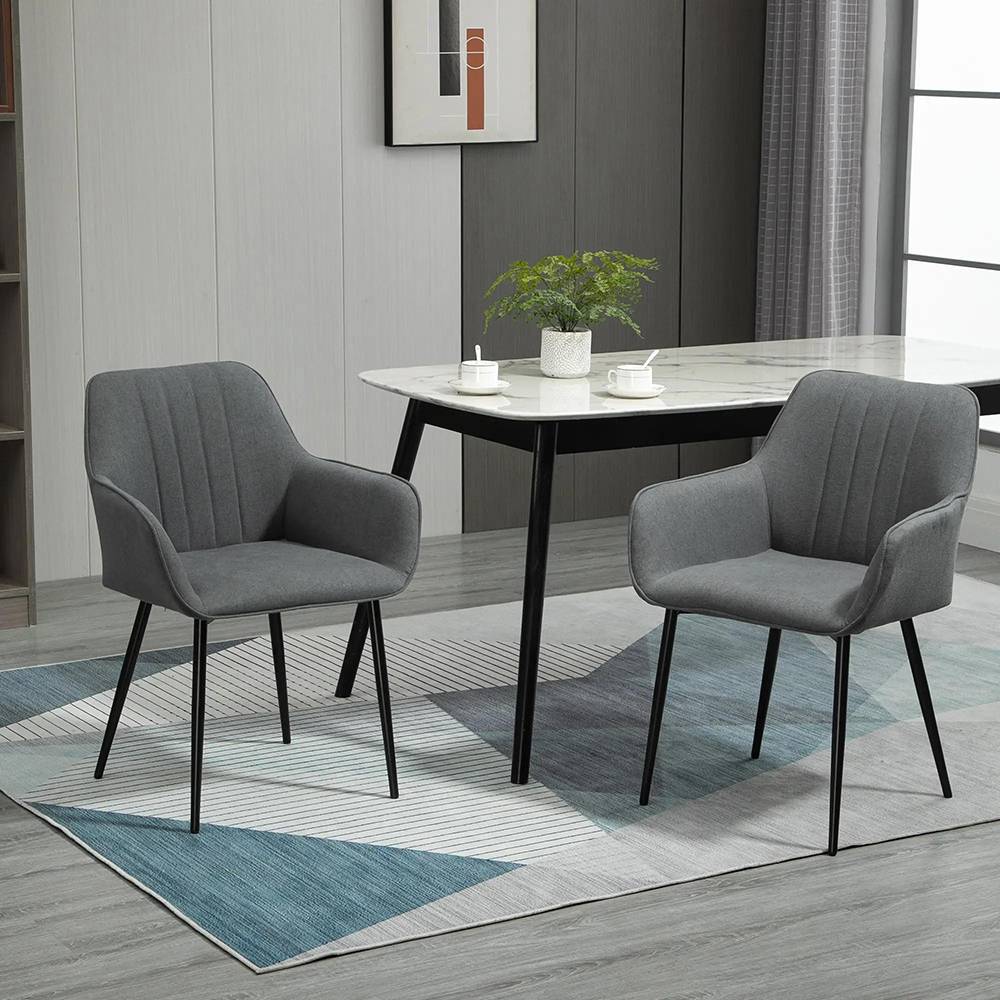KOMHTOM - Chaises de Salle à Manger Chaises de Visiteur Design scandinave - Lot de 2 chaises - Pieds effilés métal Noir - Image 1