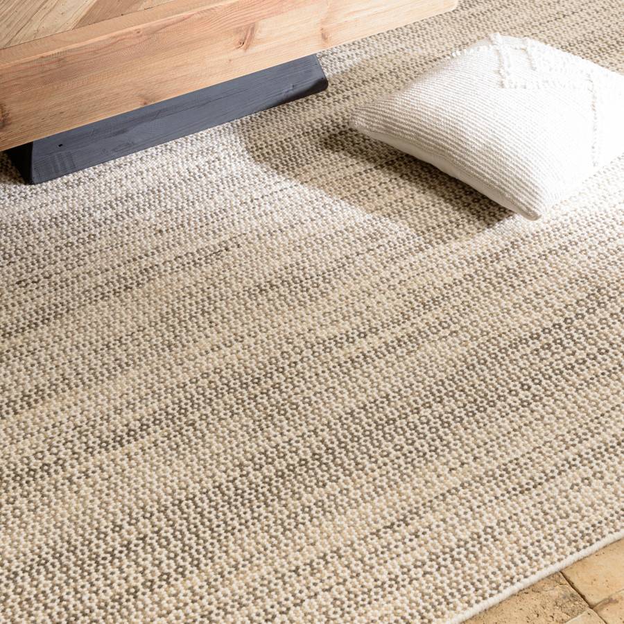 Macabane - QUENTIN - Tapis rect. 160x230cm en laine tissée couleur blanc et kaki - Imagen 3