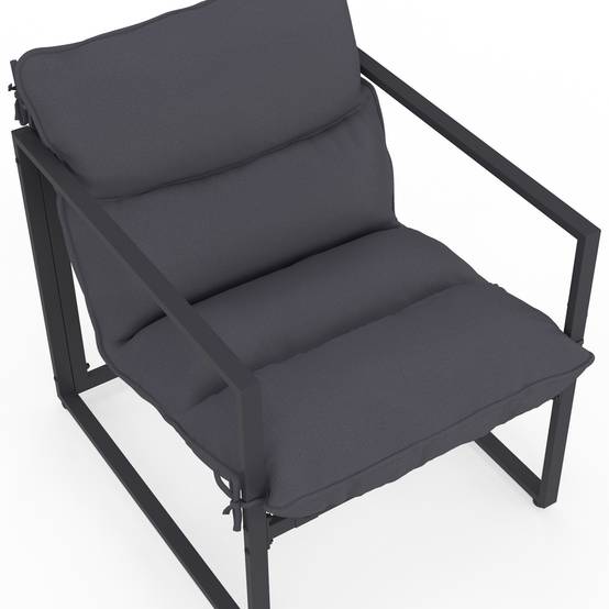 Lot de 2 fauteuils de jardin MARCO avec repose pieds gris coussin gris anthracite - Image 7