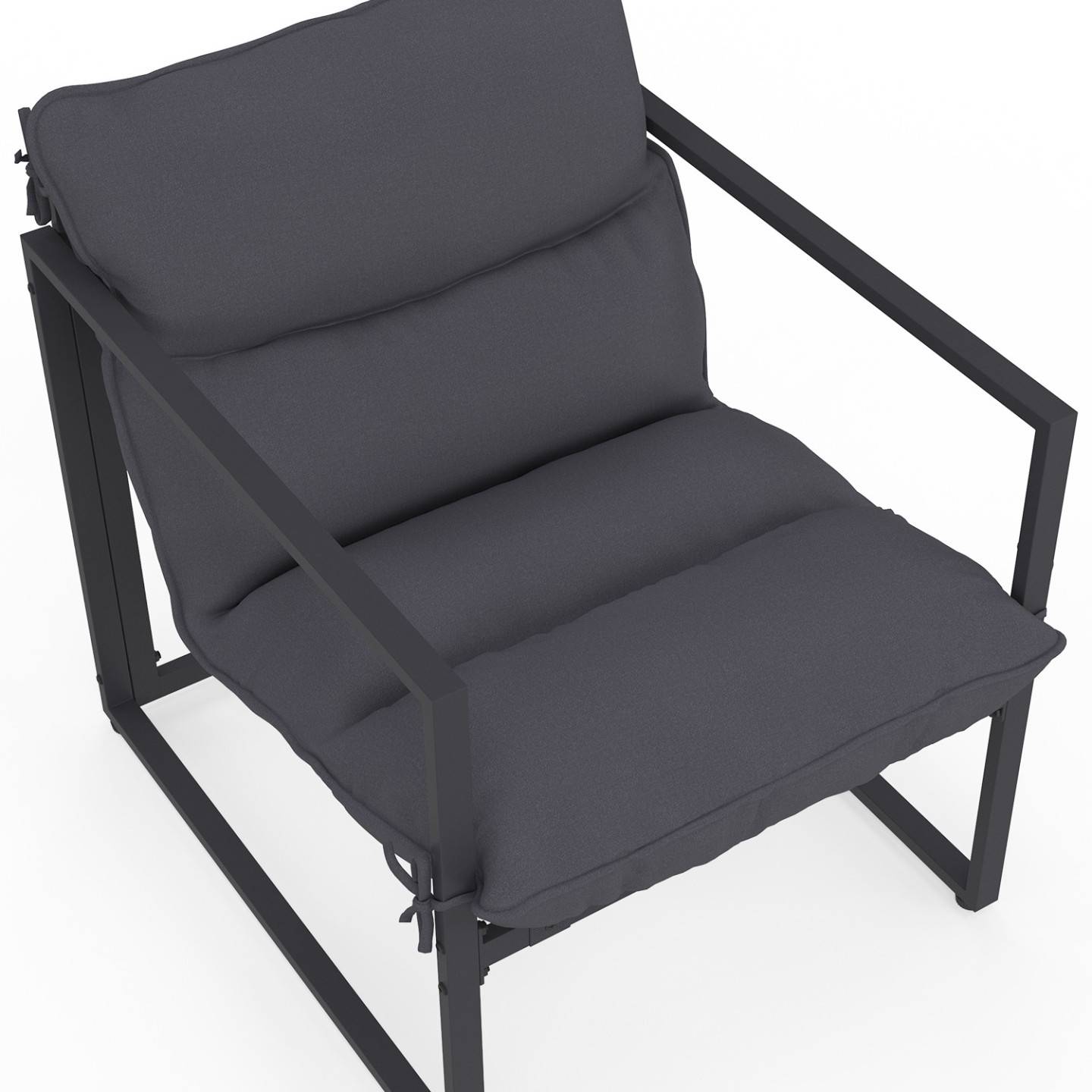 Lot de 2 fauteuils de jardin MARCO avec repose pieds gris coussin gris anthracite - Image 7