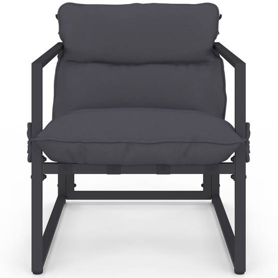 Lot de 2 fauteuils de jardin MARCO avec repose pieds gris coussin gris anthracite - Image 3
