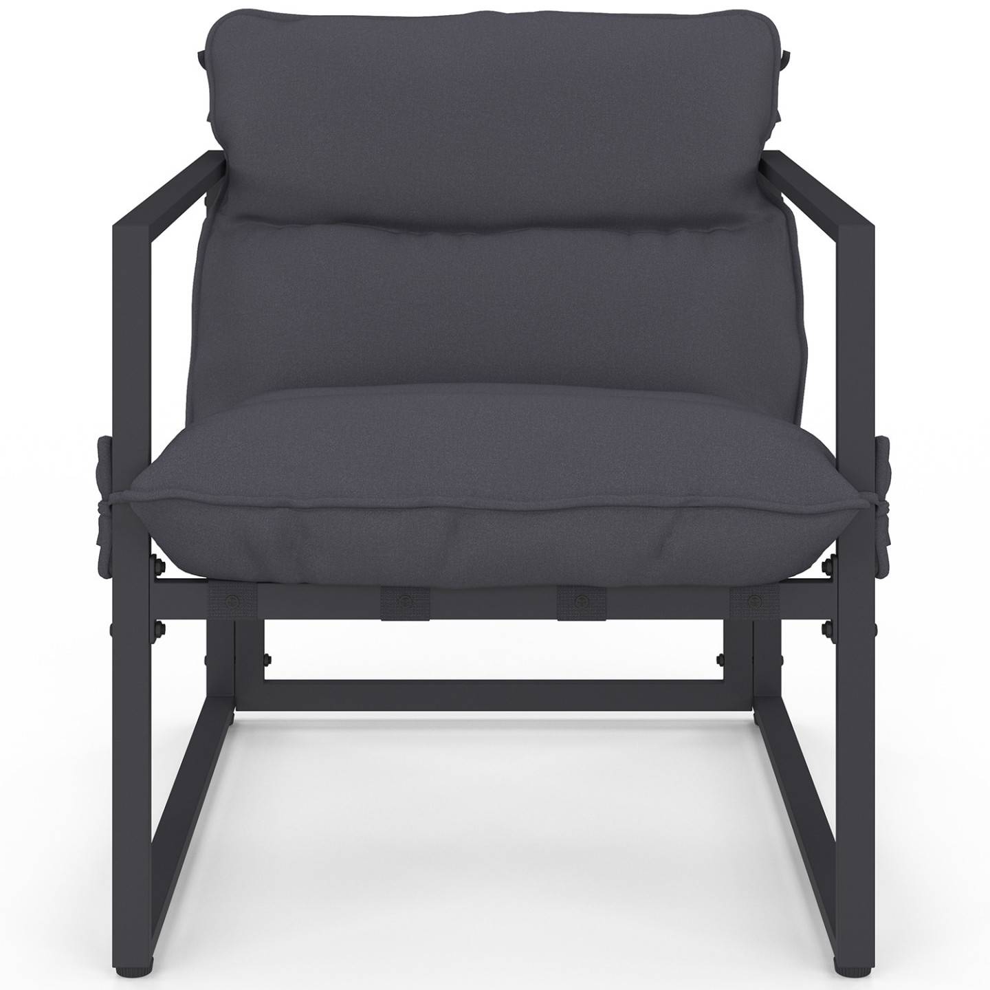 Lot de 2 fauteuils de jardin MARCO avec repose pieds gris coussin gris anthracite - Image 3