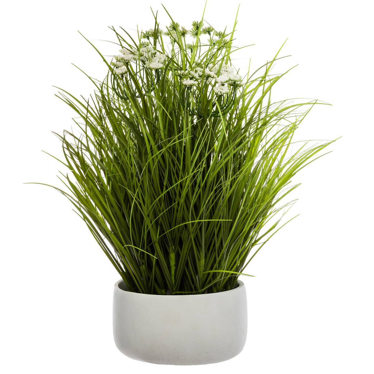 Atmosphera - Herbes folles artificielles pot ciment H40cm - Atmosphera Créateur d'intérieur - Image 1