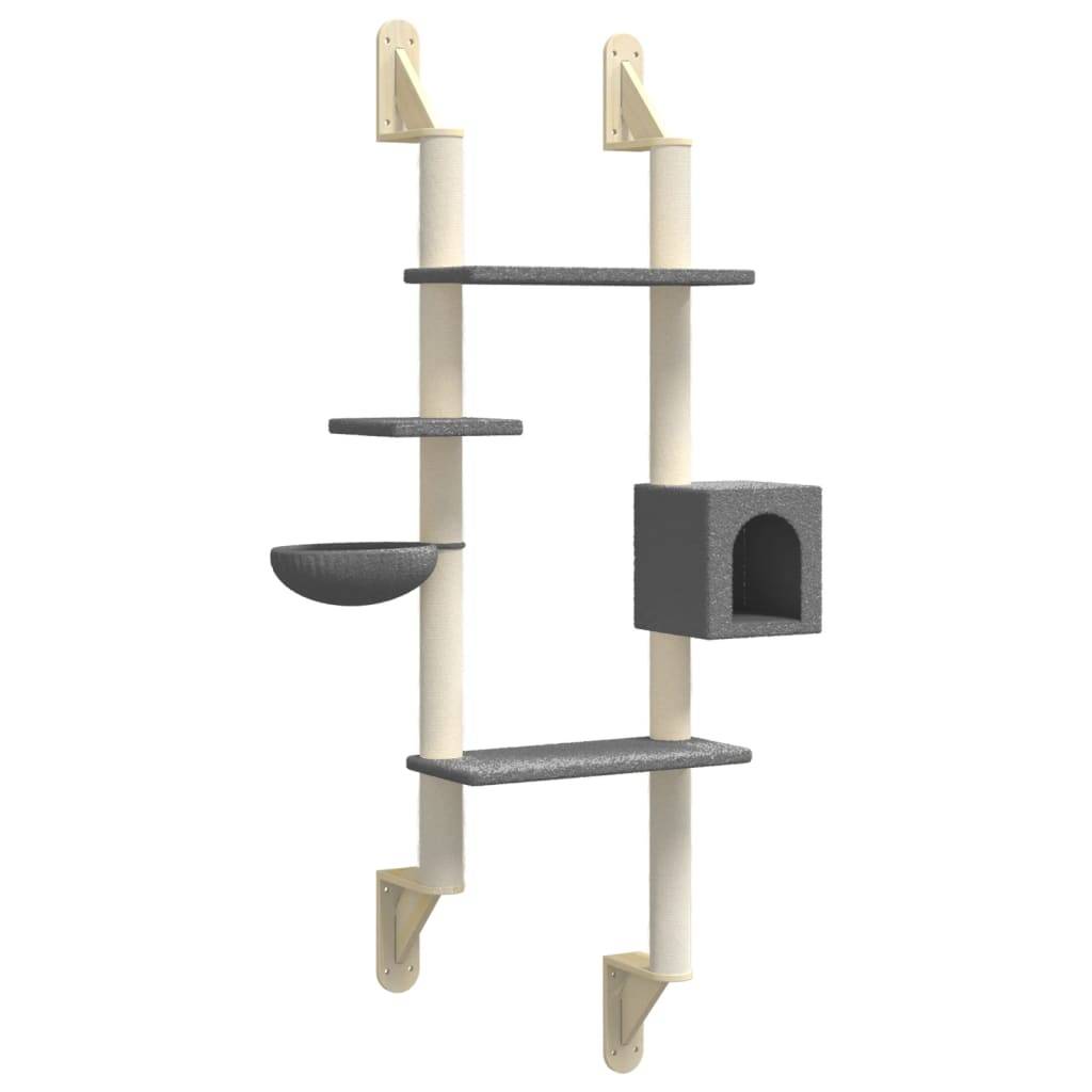 Arbre à chat mural - Arbre à grimper pour chat - Tour à chat avec griffoir gris foncé 180 cm - Image 1