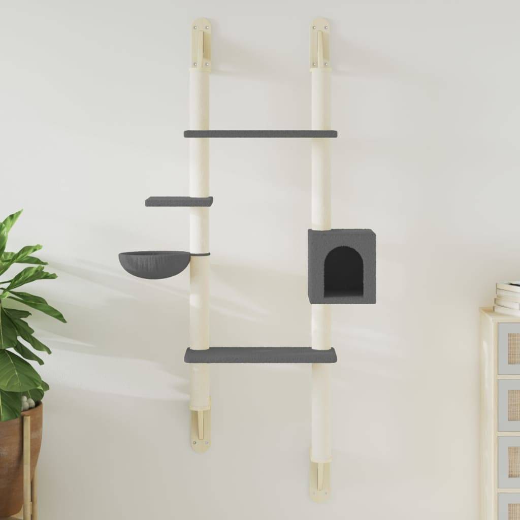 Arbre à chat mural - Arbre à grimper pour chat - Tour à chat avec griffoir gris foncé 180 cm - Image 2