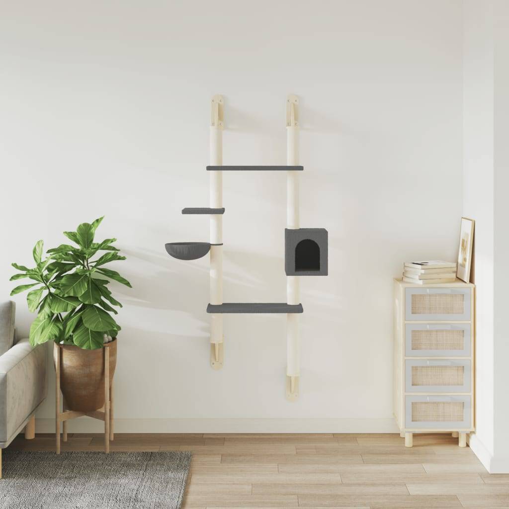 Arbre à chat mural - Arbre à grimper pour chat - Tour à chat avec griffoir gris foncé 180 cm - Image 3