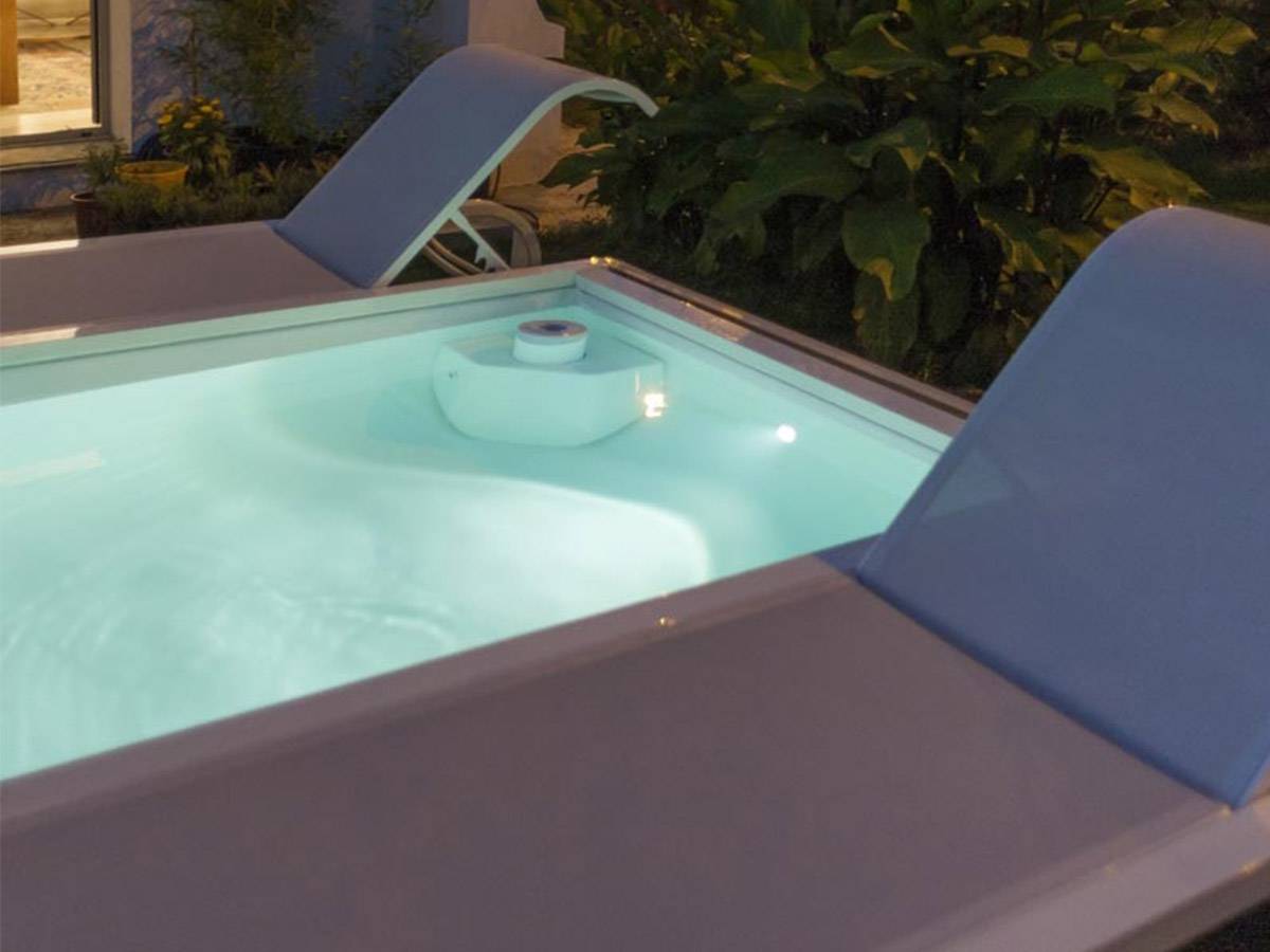 Gré - Piscine aluminium blanc Mariposa rectangulaire avec 2 transats intégrés + aspirateur offert - Gré - Imagen 7