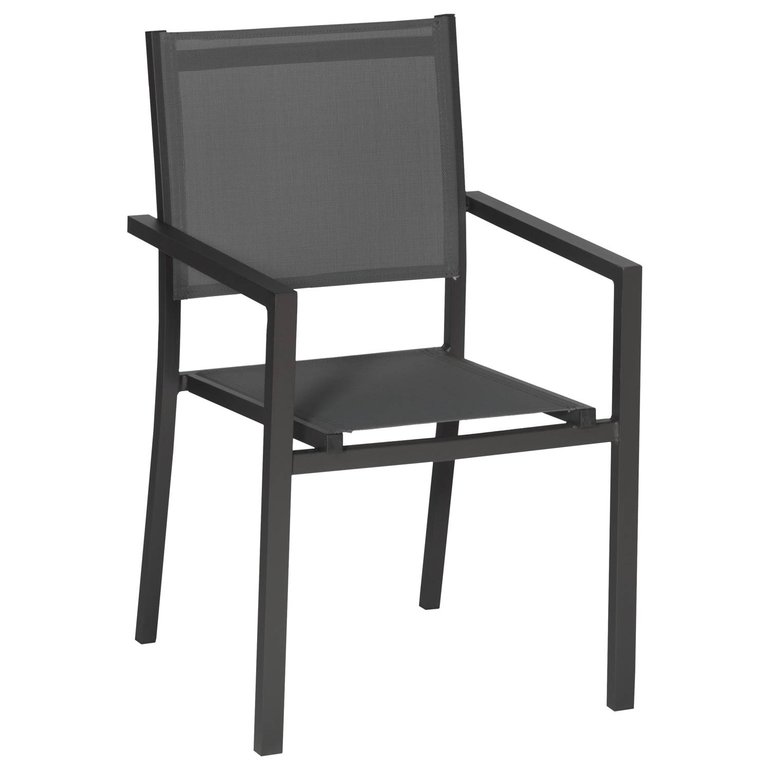 Happy Garden - Lot de 8 chaises en aluminium anthracite - textilène gris - HAPPY GARDEN - Imagen 2