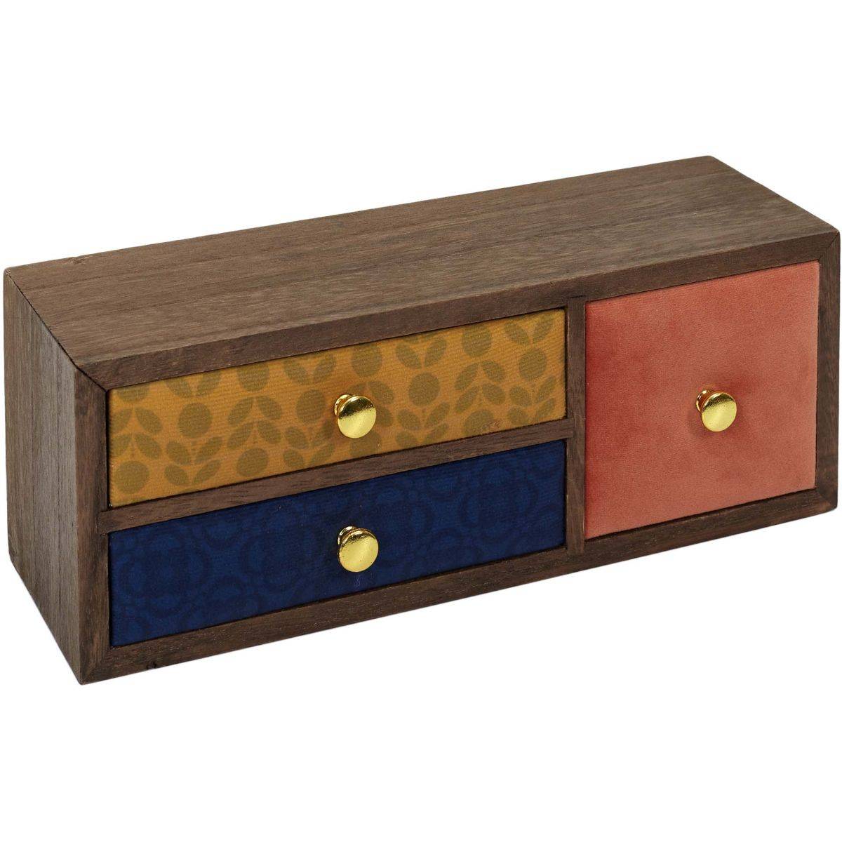 The Home Deco Factory - Petit rangement 3 tiroirs en velours coloré - Imagen 1