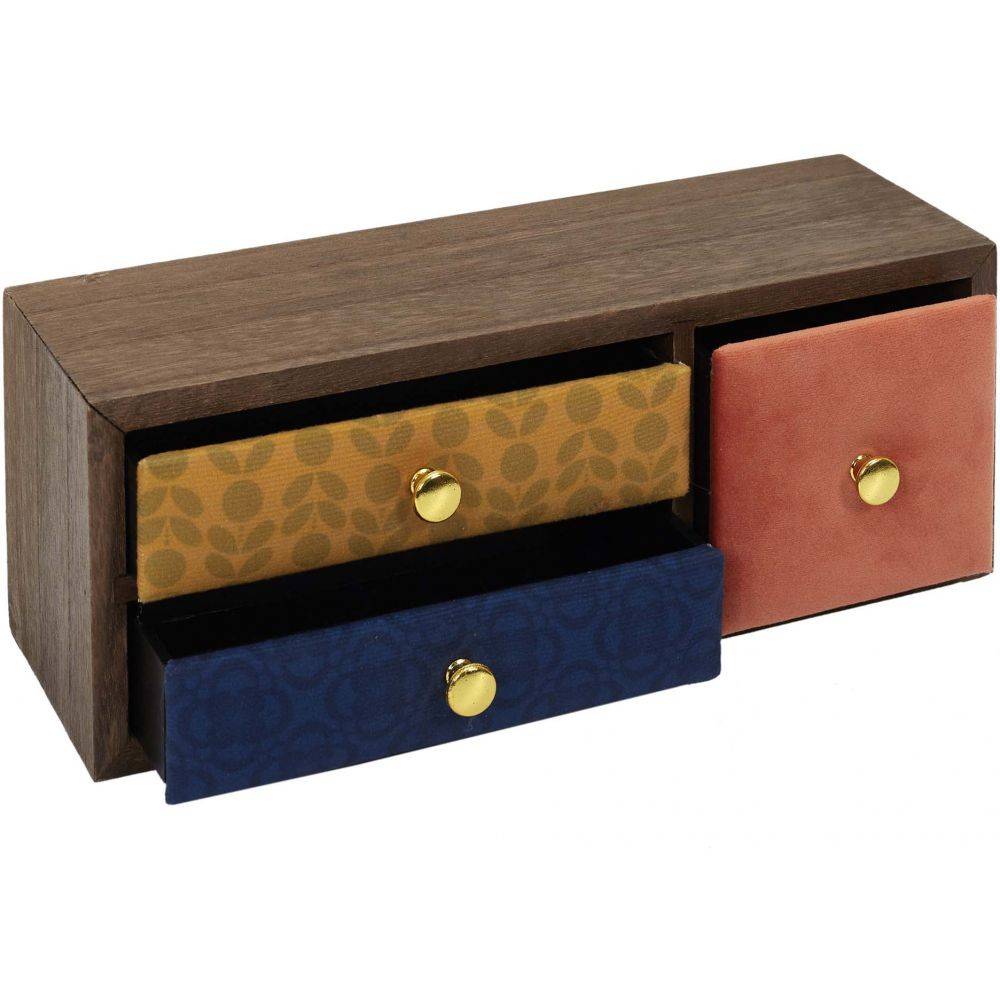 The Home Deco Factory - Petit rangement 3 tiroirs en velours coloré - Imagen 3