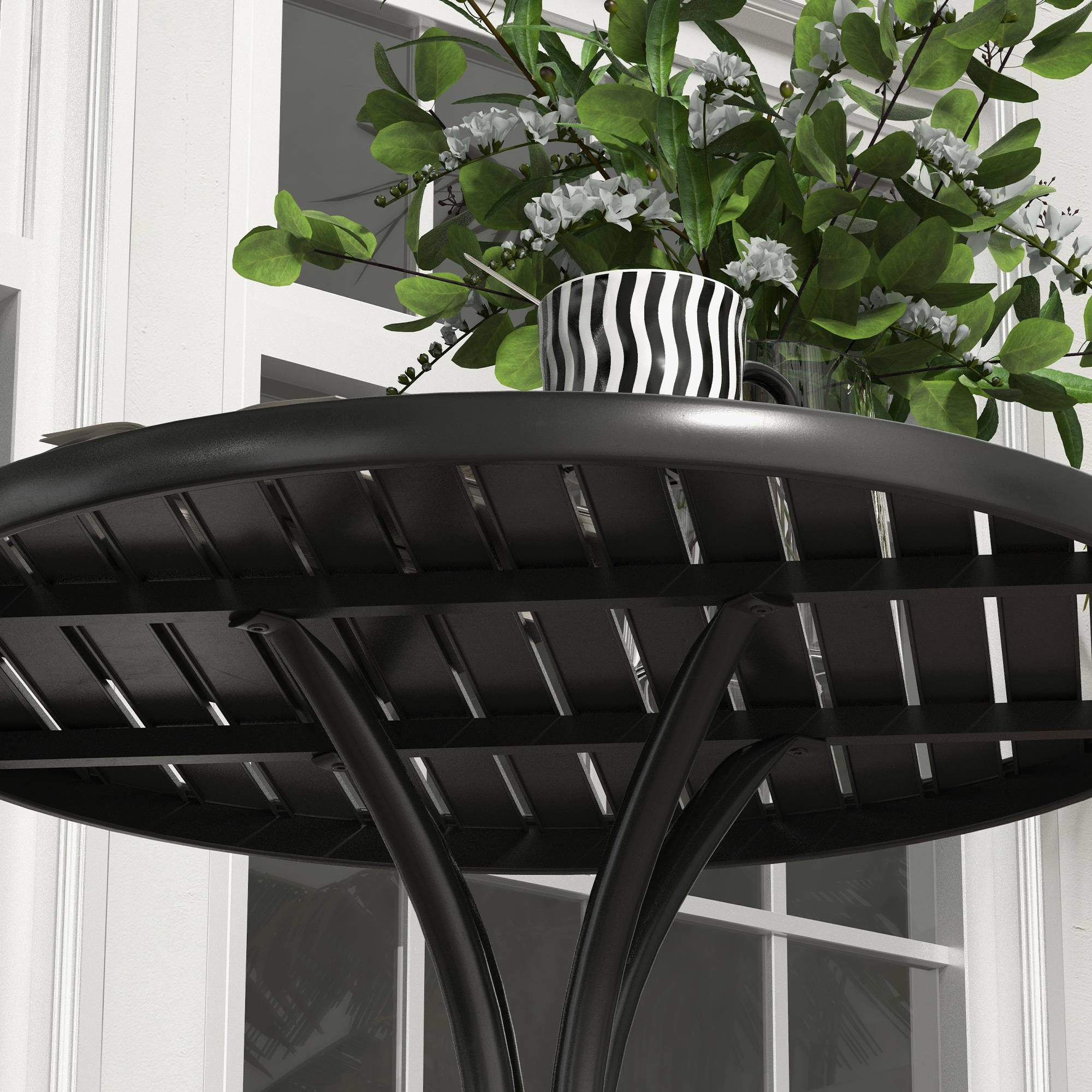 ComfortXL - Table de jardin ronde Acier galvanisé Balcon Plateau lattes Anti-rouille 66cm Noir - ComfortXL Outdoor Living - Image 10