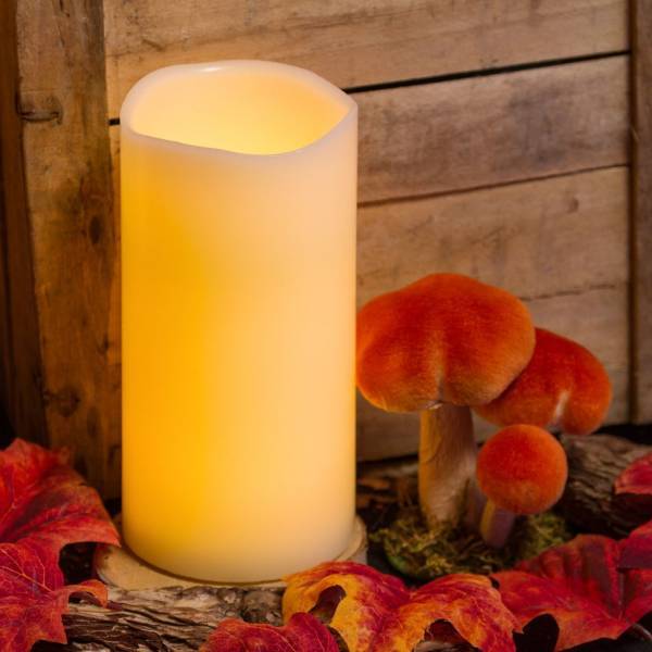 Bougie en cire naturelle Ivoire à piles 2 LED blanc chaud effet flamme H20cm L10cm Timer Lotti - Image 6