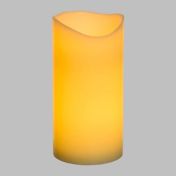Bougie en cire naturelle Ivoire à piles 2 LED blanc chaud effet flamme H20cm L10cm Timer Lotti - Image 1