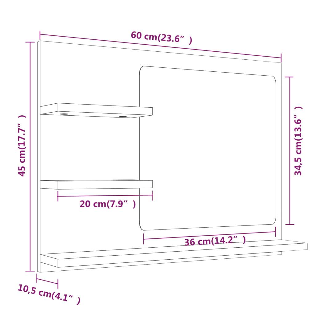 Helloshop26 - Miroir de bain 60 x 10,5 x 45 cm bois d'ingénierie gris - Imagen 5