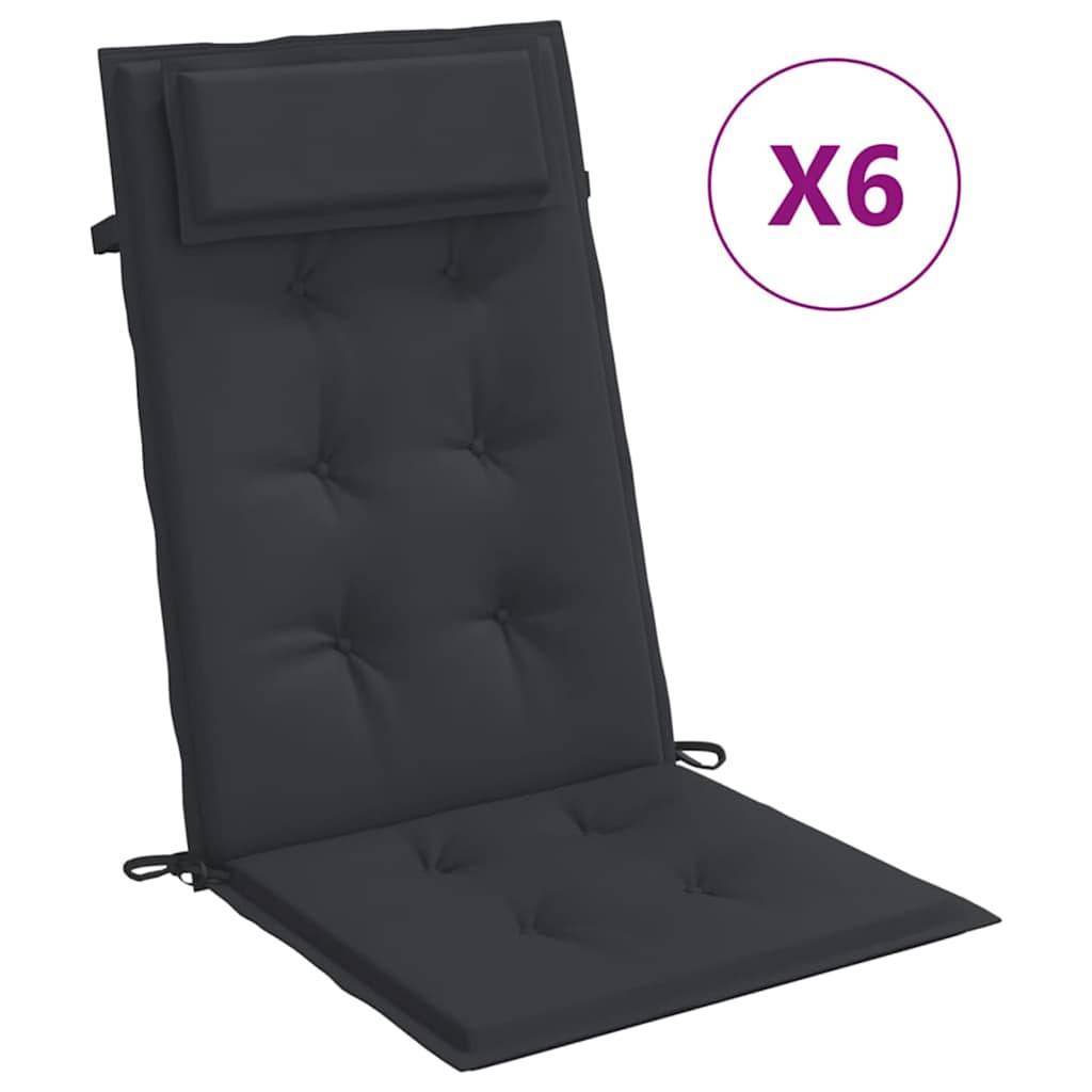 ComfortXL - Lot de 6 Coussins pour Chaise de Jardin Dossier Haut Tissu Oxford Imperméable Salon de Jardin Noir 120x50cm – ComfortXL Outdoor Living - Image 2