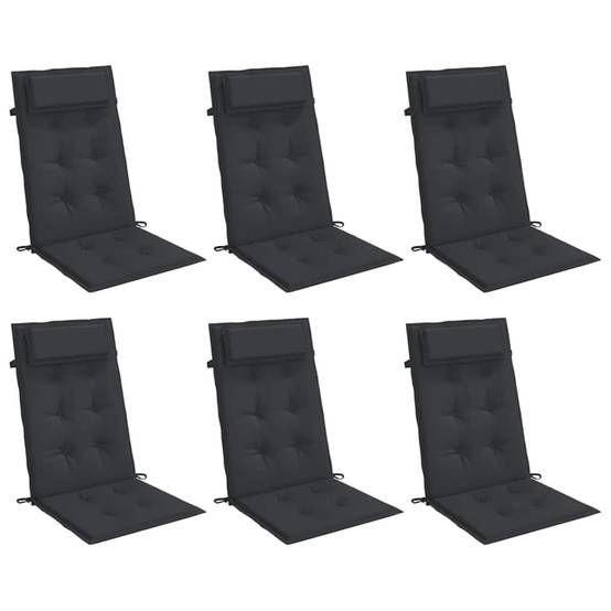 ComfortXL - Lot de 6 Coussins pour Chaise de Jardin Dossier Haut Tissu Oxford Imperméable Salon de Jardin Noir 120x50cm – ComfortXL Outdoor Living - Image 3