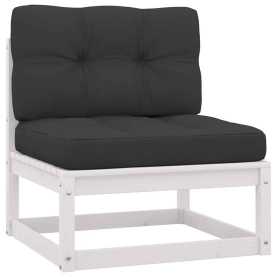 Helloshop26 - Salon de jardin meuble d'extérieur ensemble de mobilier 12 pièces avec coussins blanc bois de pin massif - Imagen 4