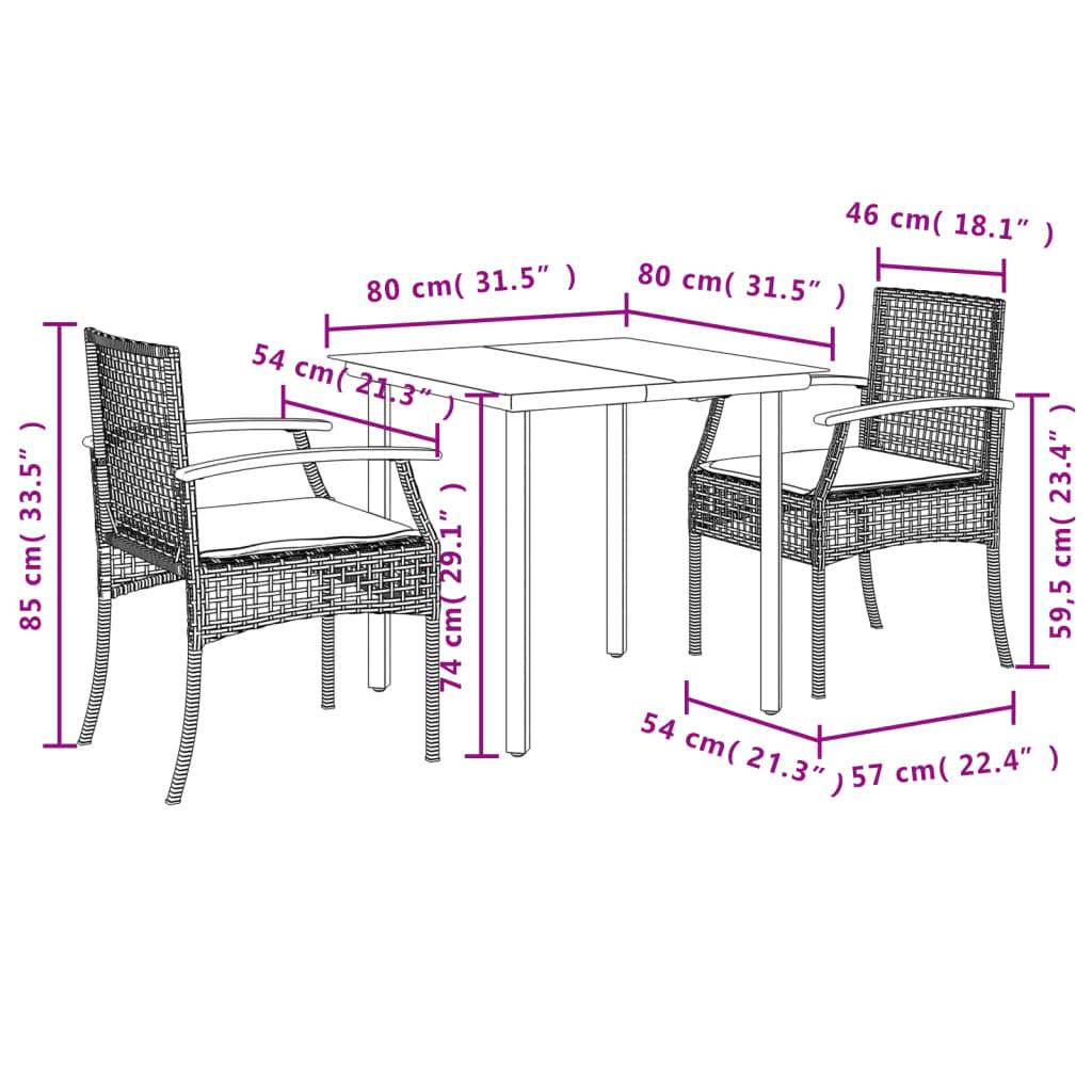 Salon de jardin 2 personnes résine tressée chaises bois table verre beige – ComfortXL Outdoor Living - Image 7
