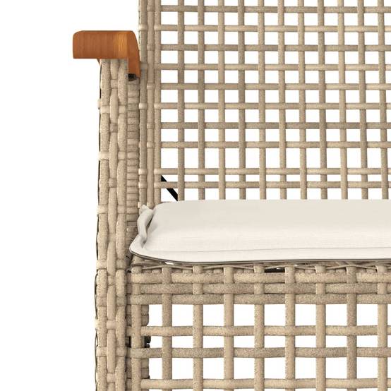 Salon de jardin 2 personnes résine tressée chaises bois table verre beige – ComfortXL Outdoor Living - Image 5
