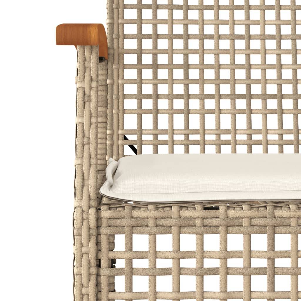 Salon de jardin 2 personnes résine tressée chaises bois table verre beige – ComfortXL Outdoor Living - Image 5