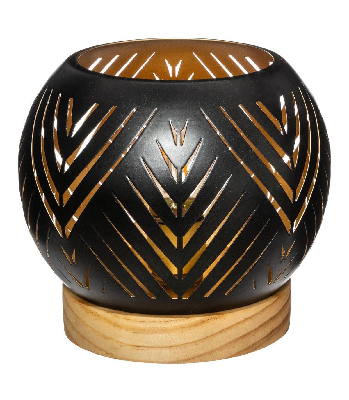 Photophore Boule LED en Bois et Métal - Imagen 1