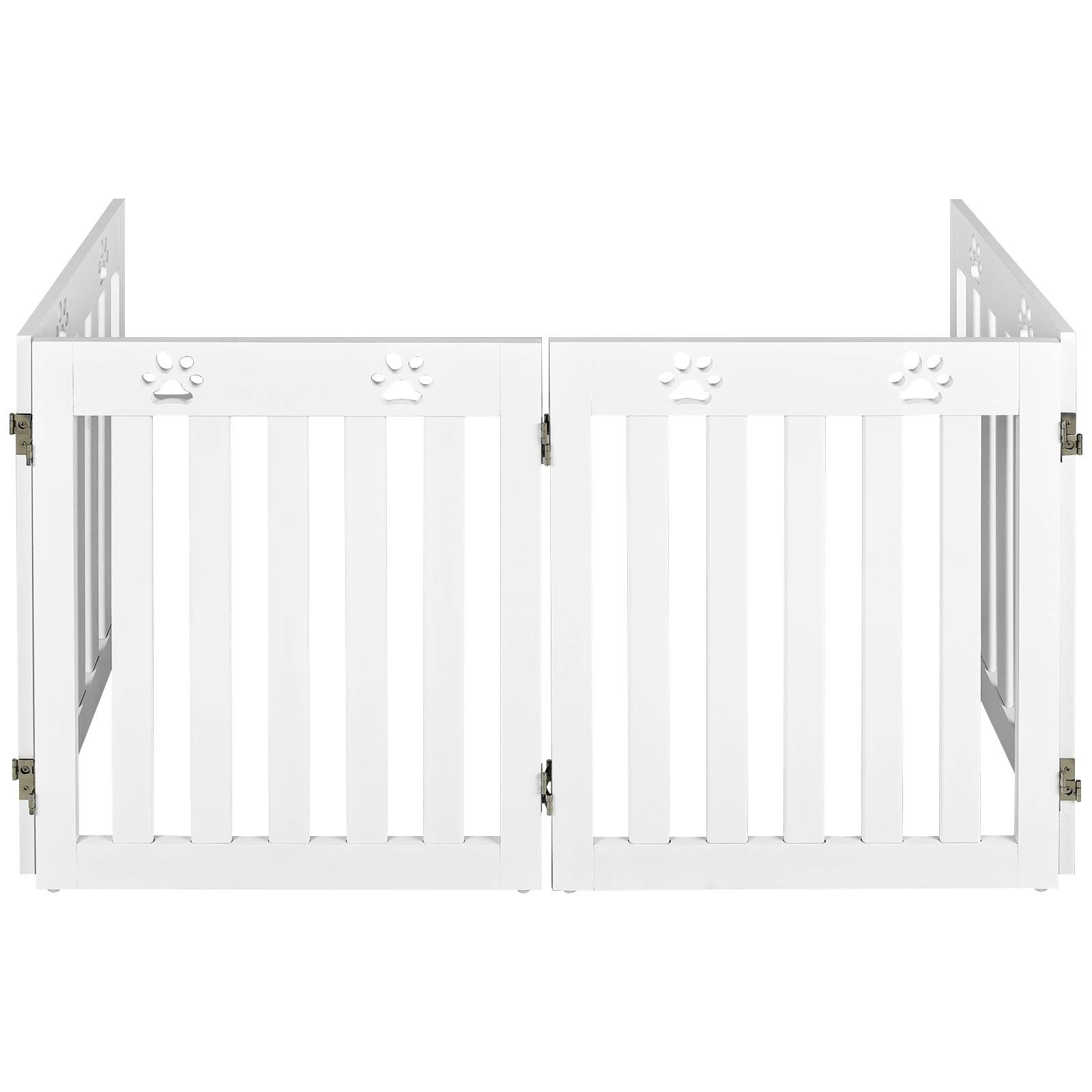 Barrière de Sécurité en Bois pour Chiens avec Charnières Flexibles à 360° et 4 Panneux 60CM Blanc - Image 8