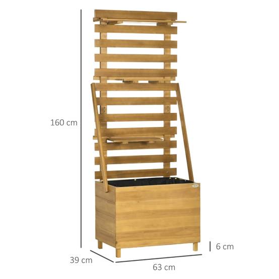 Bac à plantes avec treillis et étagères en bois brun 63 x 39 x 160 cm - PANGIVO - Image 3