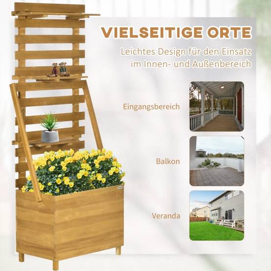 Bac à plantes avec treillis et étagères en bois brun 63 x 39 x 160 cm - PANGIVO - Image 7