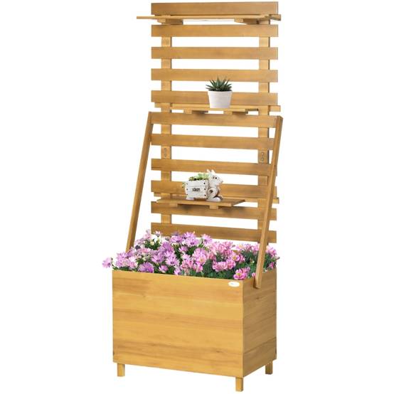 Bac à plantes avec treillis et étagères en bois brun 63 x 39 x 160 cm - PANGIVO - Image 2