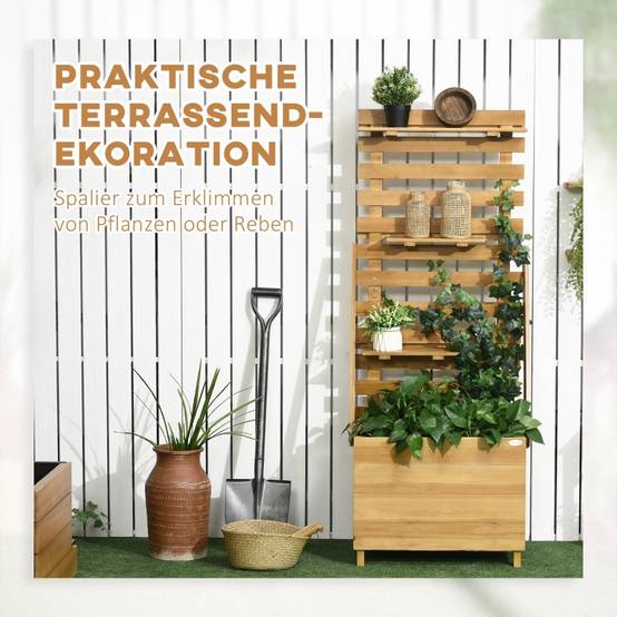 Bac à plantes avec treillis et étagères en bois brun 63 x 39 x 160 cm - PANGIVO - Image 4