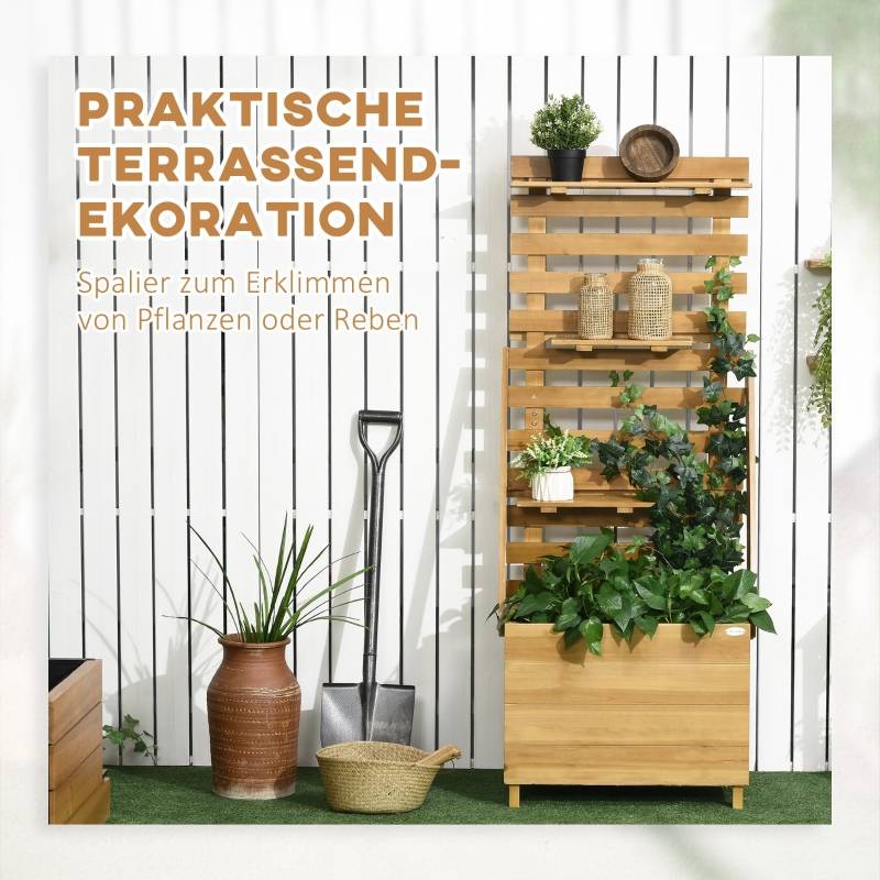 Bac à plantes avec treillis et étagères en bois brun 63 x 39 x 160 cm - PANGIVO - Image 4