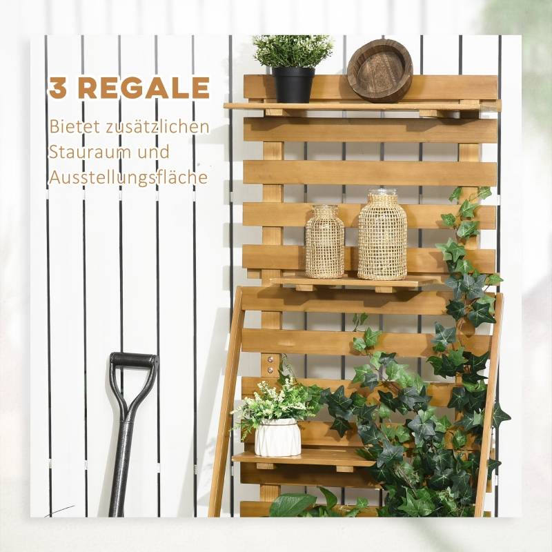 Bac à plantes avec treillis et étagères en bois brun 63 x 39 x 160 cm - PANGIVO - Image 5