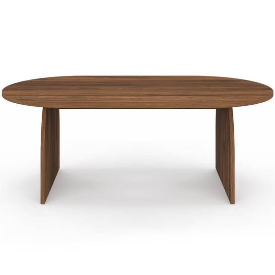 Table basse japandi ovale EDITH 110 cm bois effet noyer - Image 3