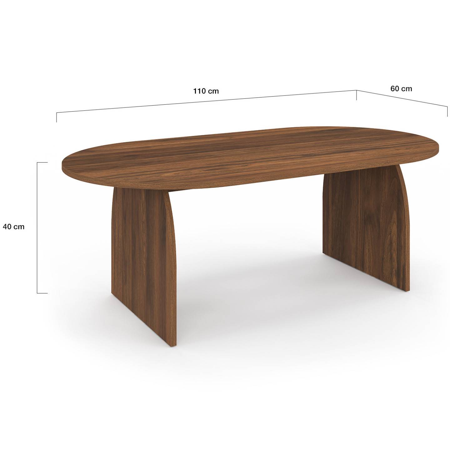Table basse japandi ovale EDITH 110 cm bois effet noyer - Image 4