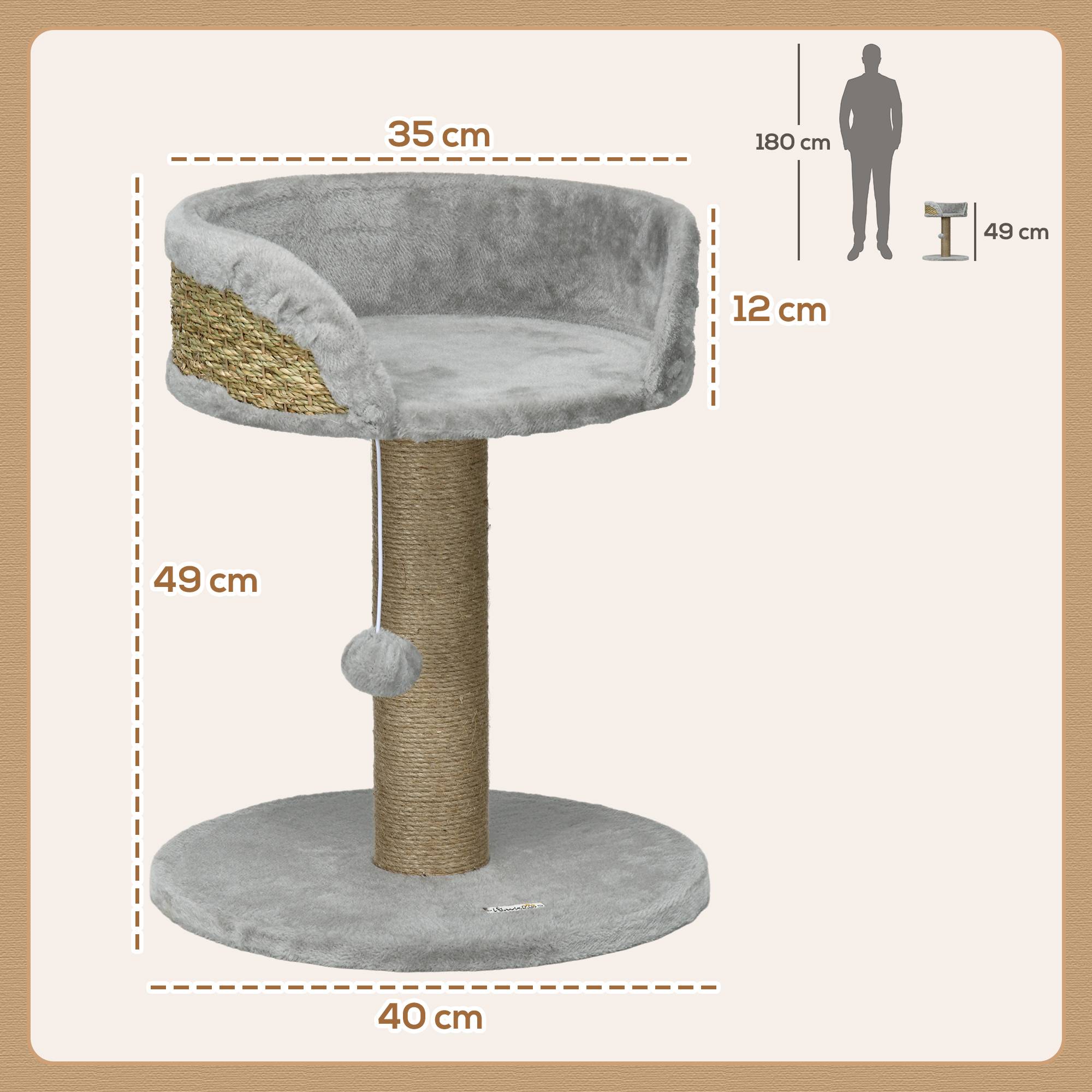 Arbre à chat panneaux de particules intérieur jeu pompon suspendu 40x40x49cm gris - ComfortXL Outdoor Living - Image 5