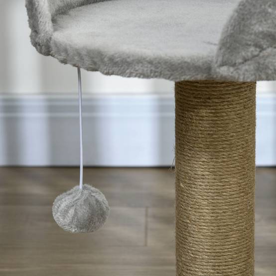 Arbre à chat panneaux de particules intérieur jeu pompon suspendu 40x40x49cm gris - ComfortXL Outdoor Living - Image 10